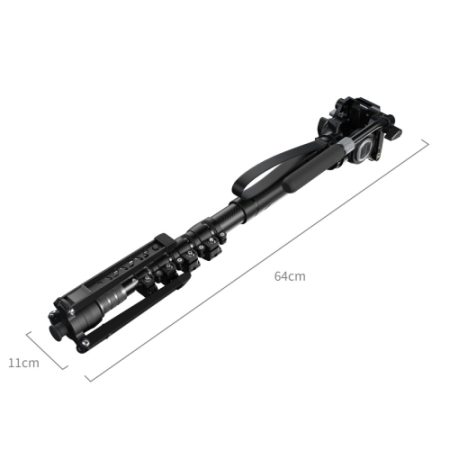 SmallRig 6625 - profesjonalny monopod Carbon z głowicą video i podstawą (5-sekcyjny, 64-170cm) - wymiary, złożony